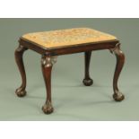 A mahogany Queen Anne style footstool, circa 1930,