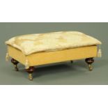 An upholstered stool, originally supplied by Harrods,