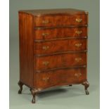 A Waring and Gillows Limited five drawer serpentine chest, 20th century,