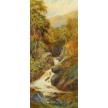 Edward Horace Thompson (1879-1949), a watercolour mountain stream with waterfall and heron,
