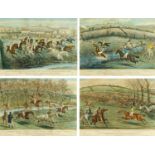 Cheltenham Annual Grand Steeplechase, four 19th century colour engravings comprising "The Start",
