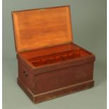 A Victorian carpenter's box, metal bound,