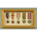 A cased set of five Second World War medals, including South Africa 1942-43.