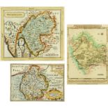Three antique hand coloured engraved maps,