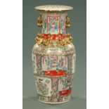 A large oriental vase, in the Cantonese style, decorated in typical Canton colours, height 93 cm,