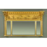 A Regency giltwood and gesso overmantle mirror, early 19th century,