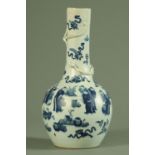 A Chinese blue and white vase, 18th century, the neck with applied Chilong amongst precious objects,