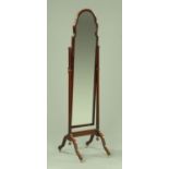 A mahogany framed cheval mirror,