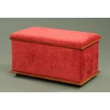 A Victorian mahogany ottoman box, with upholstered top and sides. Width 89 cm.