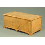 A Victorian pine bedding box, raised on bracket feet, width 104 cm.