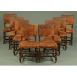 A set of eight late 19th century oak Commonwealth style dining chairs,