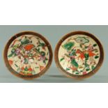 A pair of crackleware hall plates, late 19th century,