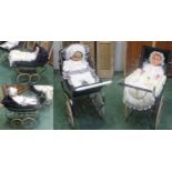 A 1970's Silver Cross coach built doll's pram and a similar looking Churchill doll's pram,