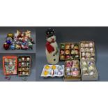 A group lot of 1950's nostalgic Christmas decorations comprising baubles and other ornaments