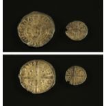 An Edward I hammered silver long cross penny, Canterbury and an Edward I quarter penny, F+.