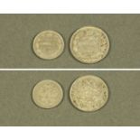 Russian silver coins comprising twenty kopeks 1913, and ten kopeks 1915, both mint master BC, VF.