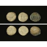 Edward II - silver hammered long cross penny and two Edward III long cross pennies, F.