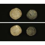 James I silver hammered half groat and penny, F.