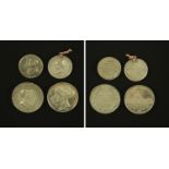 Four white metal Royal Commemorative medals to include George III and Charlotte,