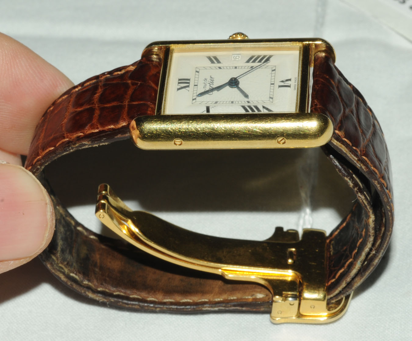 A ladies silver gilt Must de Cartier "Tank" wristwatch, - Image 7 of 10