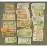 A quantity of British and World bank notes, to include series D Victoria issue £5, cashier Gill,