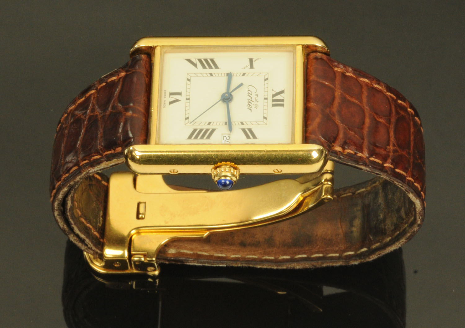 A ladies silver gilt Must de Cartier "Tank" wristwatch, - Image 2 of 10