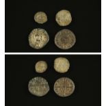 Edward I - two silver pennies, Canterbury and London, a half penny and a farthing, F+ (4).
