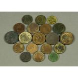 An assortment of British milled coins, to include a William III copper half penny 1700,
