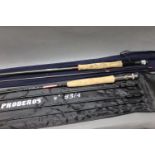 A Fibatube Alnwick england trout fly rod, in two sections, 9'6",