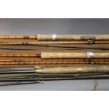 Three rods, Sealey Spinet split cane spinning, 2 sections, 7' 11", split cane spinning, 2 section,