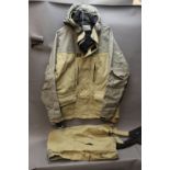 A Hardy fishing suit size M, comprising jacket and overtrousers.