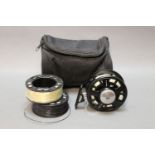 An Airflo CST46 trout fly reel, with two spare spools and reel case.