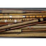 Six fishing rods, to include Shakespeare 1850-330 3.3M match fishing, 3 sections, P.D.