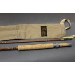 Sharpes of Aberdeen Fario split cane trout fly rod, in two sections, 8'3" line 5-6.