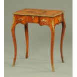 A 19th century walnut veneered and floral marquetry side table, in the French style,