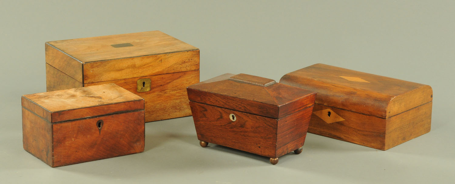 A Victorian rosewood tea caddy,