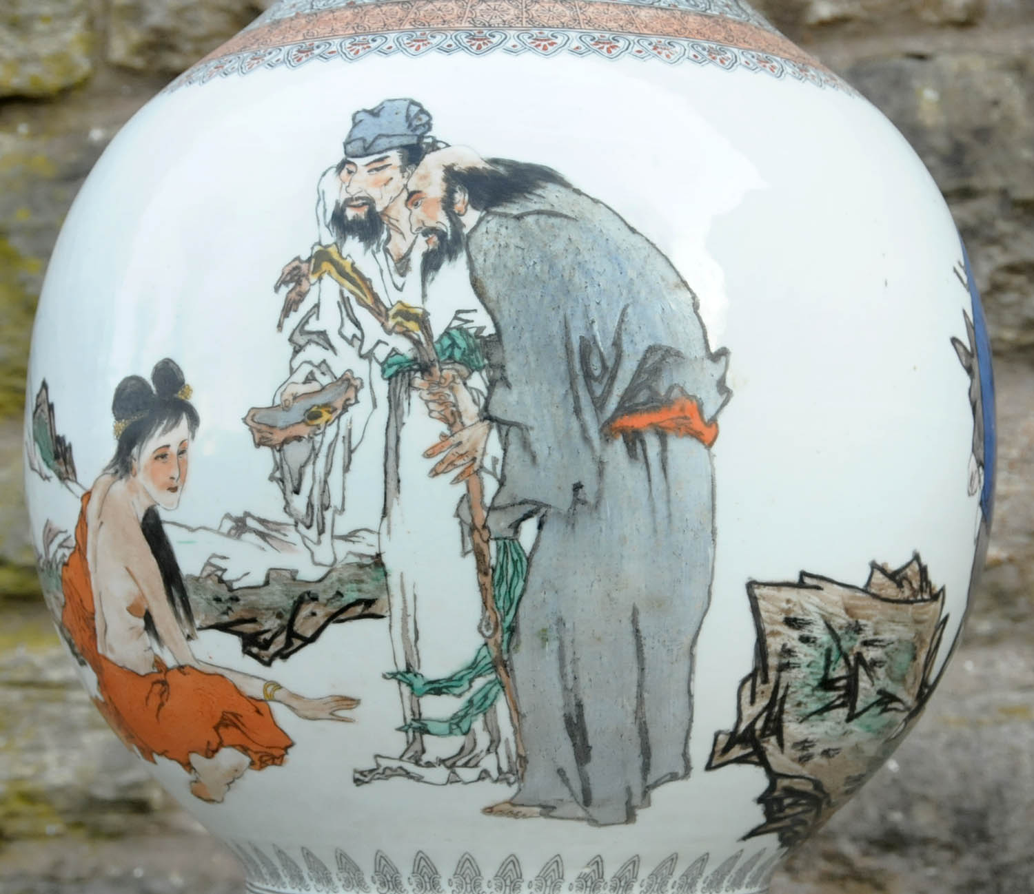 A Chinese porcelain vase, 20th century, with transfer printed decoration heightened with enamels, - Image 16 of 22