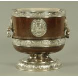 A large walnut and Continental silver mounted mazer, 19th century,