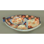 A Japanese Imari boat shaped dish, Meiji period,