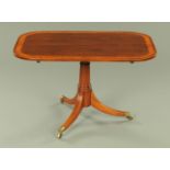 A Regency rosewood and satinwood crossbanded single pedestal breakfast table,