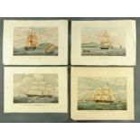 Four 19th century coloured engravings of ships after Huggins and Dutton, "Lord Lowther",
