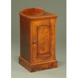 A Victorian walnut bedside cabinet,