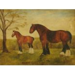 E. Butt, "Duchess & foal by Burgundy", oil on canvas. 29 cm x 39 cm, signed.