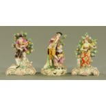 Three Samson of Paris porcelain figurines, each with gold anchor mark. Tallest 23.5 cm.