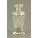 A George V silver and cut glass mounted scent bottle, J H Worrall, Son & Co Ltd, London 1914,