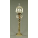 A Victorian silver plated column oil lamp, late 19th century,