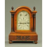 A late 19th century oak cased bracket clock,
