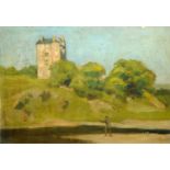 19th century Scottish School, oil on canvas, "Neidpath Castle". 22 cm x 29 cm, framed.