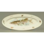 A French porcelain fish dish, early 20th century, printed with a pike,