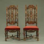 A pair of Victorian high back carved side chairs,